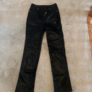 Express black, faux leather straight leg pants